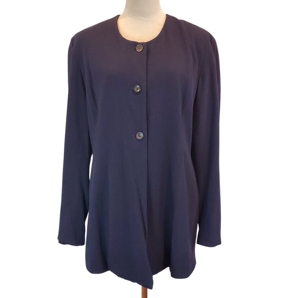 GORDON HENDERSON Vintage Jacket Saks Fifth Ave Wool Blend Stretch Long Blue